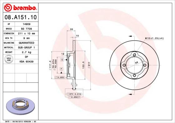 AP 14909 - Тормозной диск autosila-amz.com