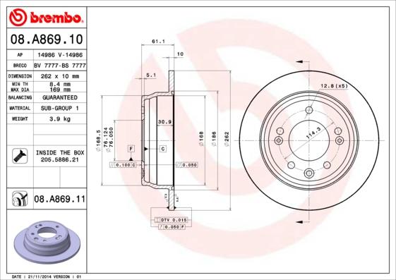 AP 14986 - Тормозной диск autosila-amz.com