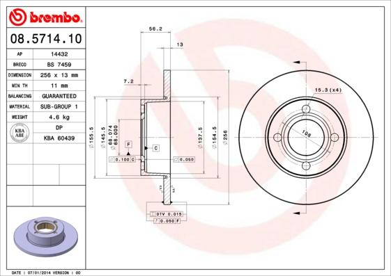 AP 14432 - Тормозной диск autosila-amz.com