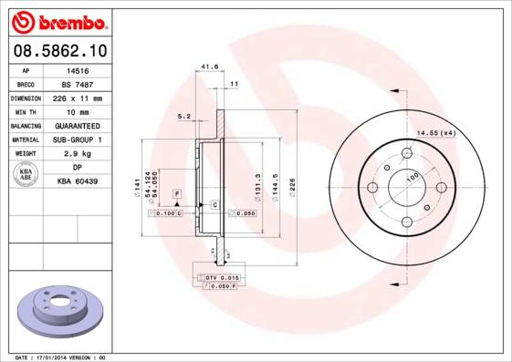 AP 14516 - Тормозной диск autosila-amz.com