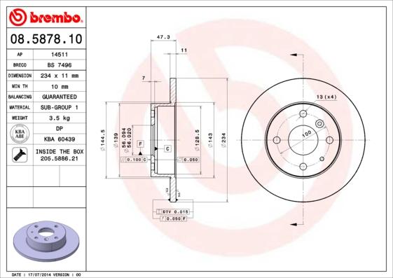 AP 14511 - Тормозной диск autosila-amz.com