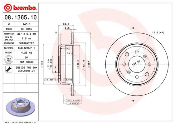 AP 14013 - Тормозной диск autosila-amz.com