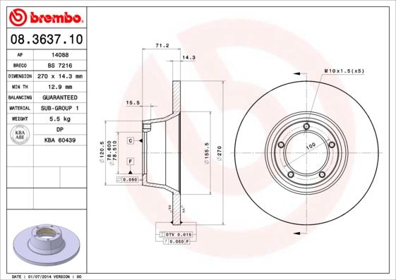 AP 14088 - Тормозной диск autosila-amz.com