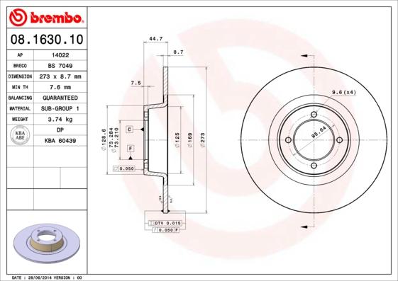 AP 14022 - Тормозной диск autosila-amz.com