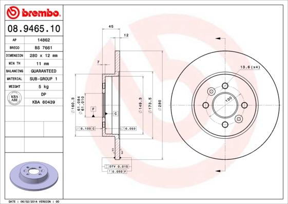 AP 14862 - Тормозной диск autosila-amz.com