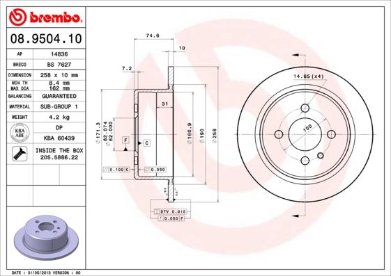 AP 14836 - Тормозной диск autosila-amz.com