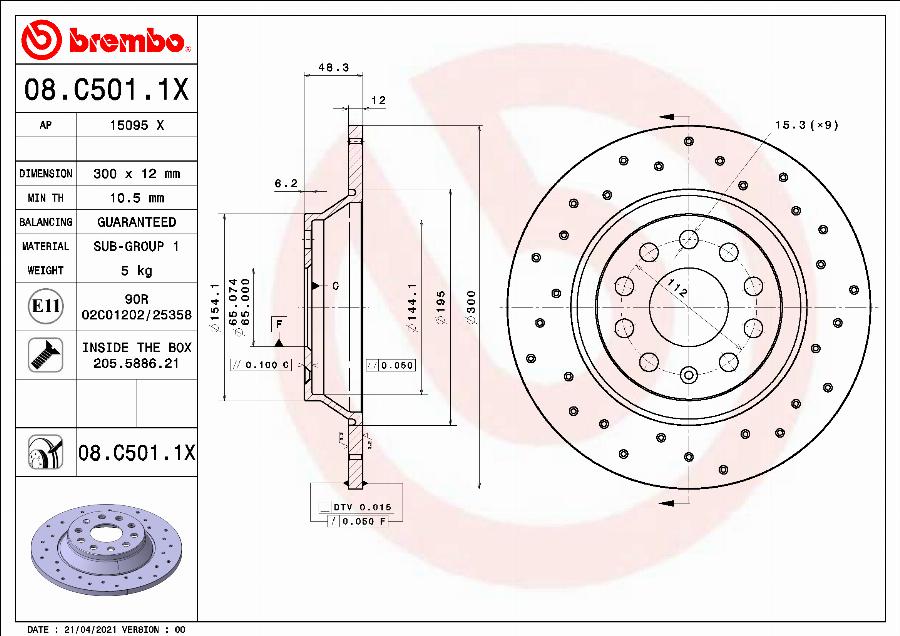 AP 15095 X - Тормозной диск autosila-amz.com