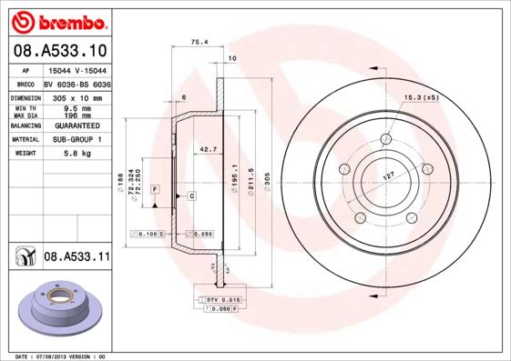 AP 15044 - Тормозной диск autosila-amz.com