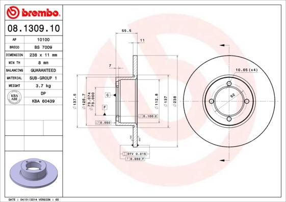 AP 10100 - Тормозной диск autosila-amz.com
