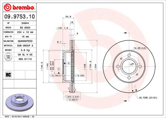 AP 24944 - Тормозной диск autosila-amz.com