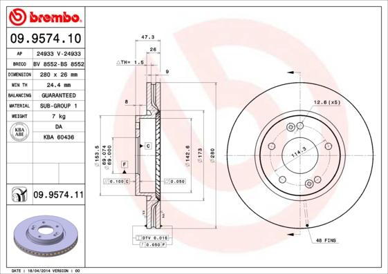 AP 24933 - Тормозной диск autosila-amz.com