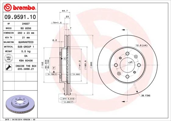 AP 24937 - Тормозной диск autosila-amz.com