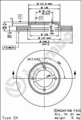 AP 24422 - Тормозной диск autosila-amz.com