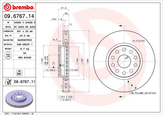 AP 24590 E - Тормозной диск autosila-amz.com