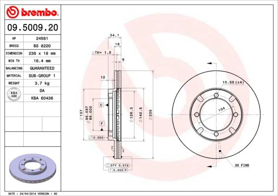 AP 24581 - Тормозной диск autosila-amz.com