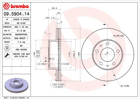 AP 24535 E - Тормозной диск autosila-amz.com