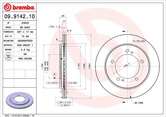 AP 24843 - Тормозной диск autosila-amz.com