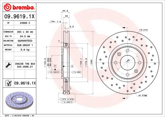 AP 24869 X - Тормозной диск autosila-amz.com