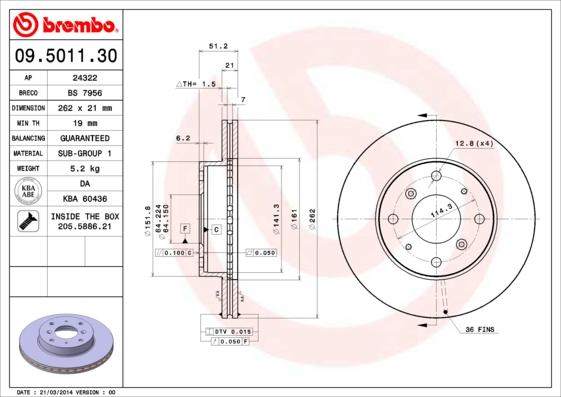 AP 24322 - Тормозной диск autosila-amz.com