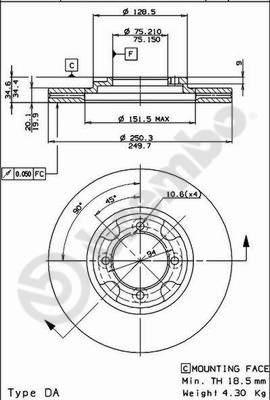 AP 24258 - Тормозной диск autosila-amz.com