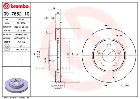 AP 24742 - Тормозной диск autosila-amz.com