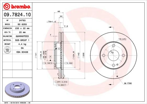 AP 24763 - Тормозной диск autosila-amz.com