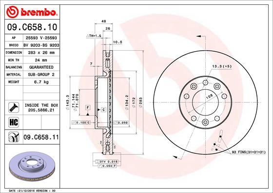 AP 25593 V - Тормозной диск autosila-amz.com