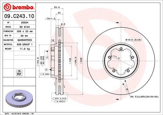 AP 25524 - Тормозной диск autosila-amz.com