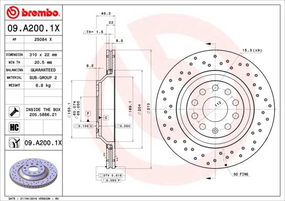 AP 25084 X - Тормозной диск autosila-amz.com