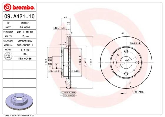 AP 25087 - Тормозной диск autosila-amz.com