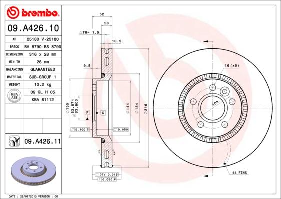 AP 25180 - Тормозной диск autosila-amz.com