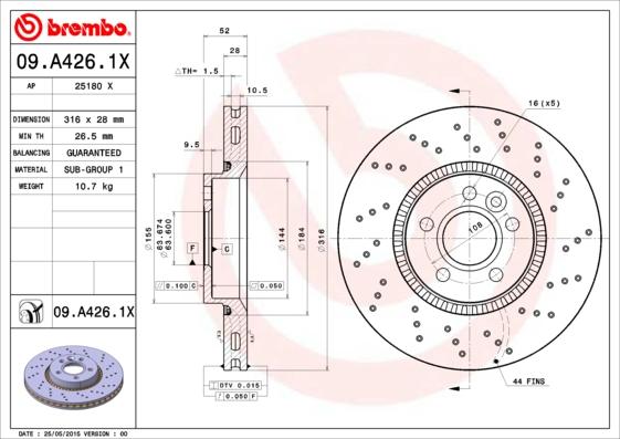 AP 25180 X - Тормозной диск autosila-amz.com