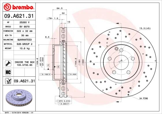 AP 25260 V - Тормозной диск autosila-amz.com