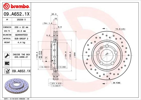 AP 25239 X - Тормозной диск autosila-amz.com
