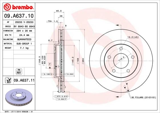 AP 25233 V - Тормозной диск autosila-amz.com