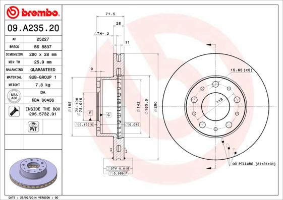 AP 25227 - Тормозной диск autosila-amz.com