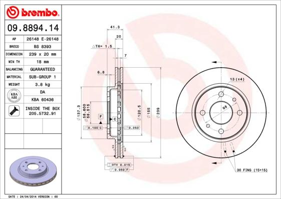 AP 26148 E - Тормозной диск autosila-amz.com