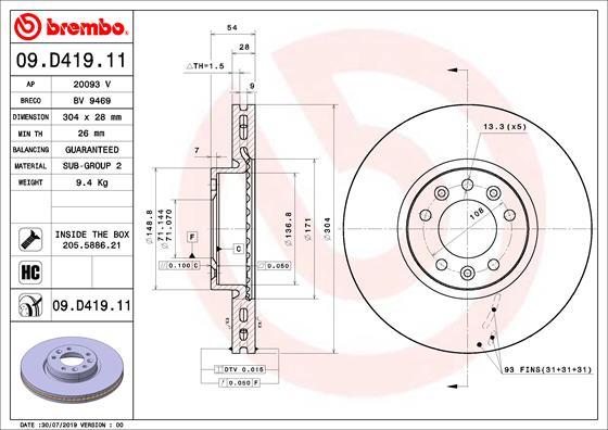 AP 20093 V - Тормозной диск autosila-amz.com