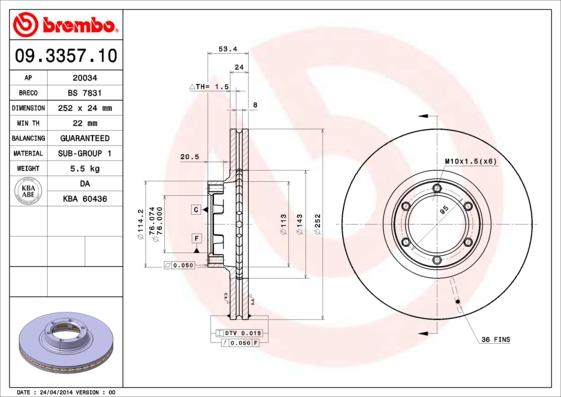 AP 20034 - Тормозной диск autosila-amz.com