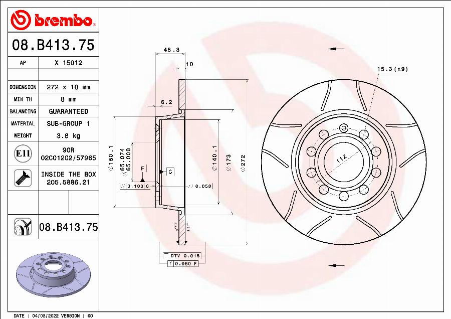 AP X 15012 - Тормозной диск autosila-amz.com