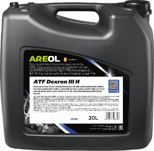 Areol AR099 - AREOL ATF DIII H (20L) масло трансм.для АКПП и ГУР! красн.\Dexron IID/IIE/IIIF/IIIG/IIIH autosila-amz.com