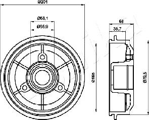 Ashika 56-00-0607 - Тормозной барабан autosila-amz.com