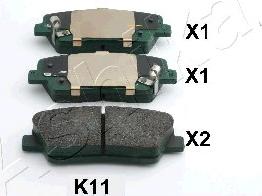 Ashika 51-0K-K11 - Тормозные колодки, дисковые, комплект autosila-amz.com