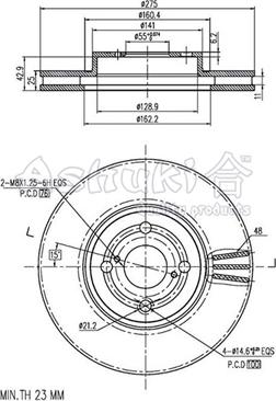 Ashuki 0990-4312 - Тормозной диск autosila-amz.com