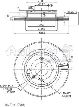 Ashuki 0990-4250 - Тормозной диск autosila-amz.com