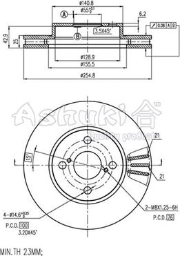 Ashuki 0990-5312 - Тормозной диск autosila-amz.com