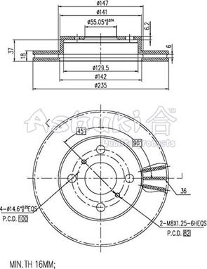 Ashuki 0990-1512 - Тормозной диск autosila-amz.com