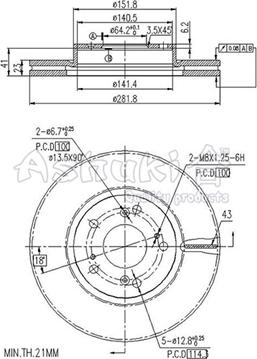 Ashuki 0990-8404 - Тормозной диск autosila-amz.com