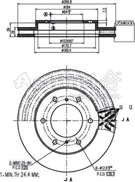 Ashuki 0990-2505 - Тормозной диск autosila-amz.com