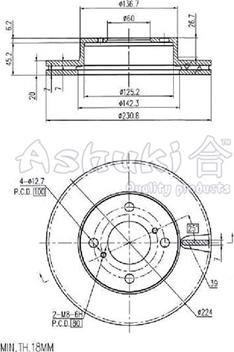 Ashuki 0990-7901 - Тормозной диск autosila-amz.com